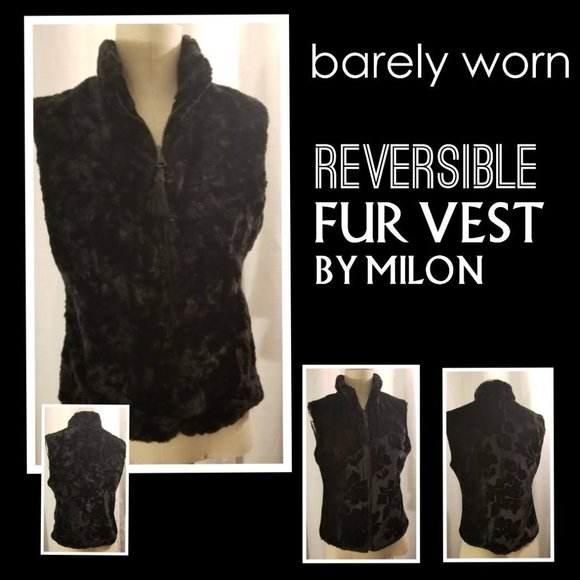 Milon Jackets & Blazers - Black Reversible Fur Vest S